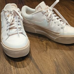 Nike Women's Low-Top Platform Sneakers in Pale Pink and White